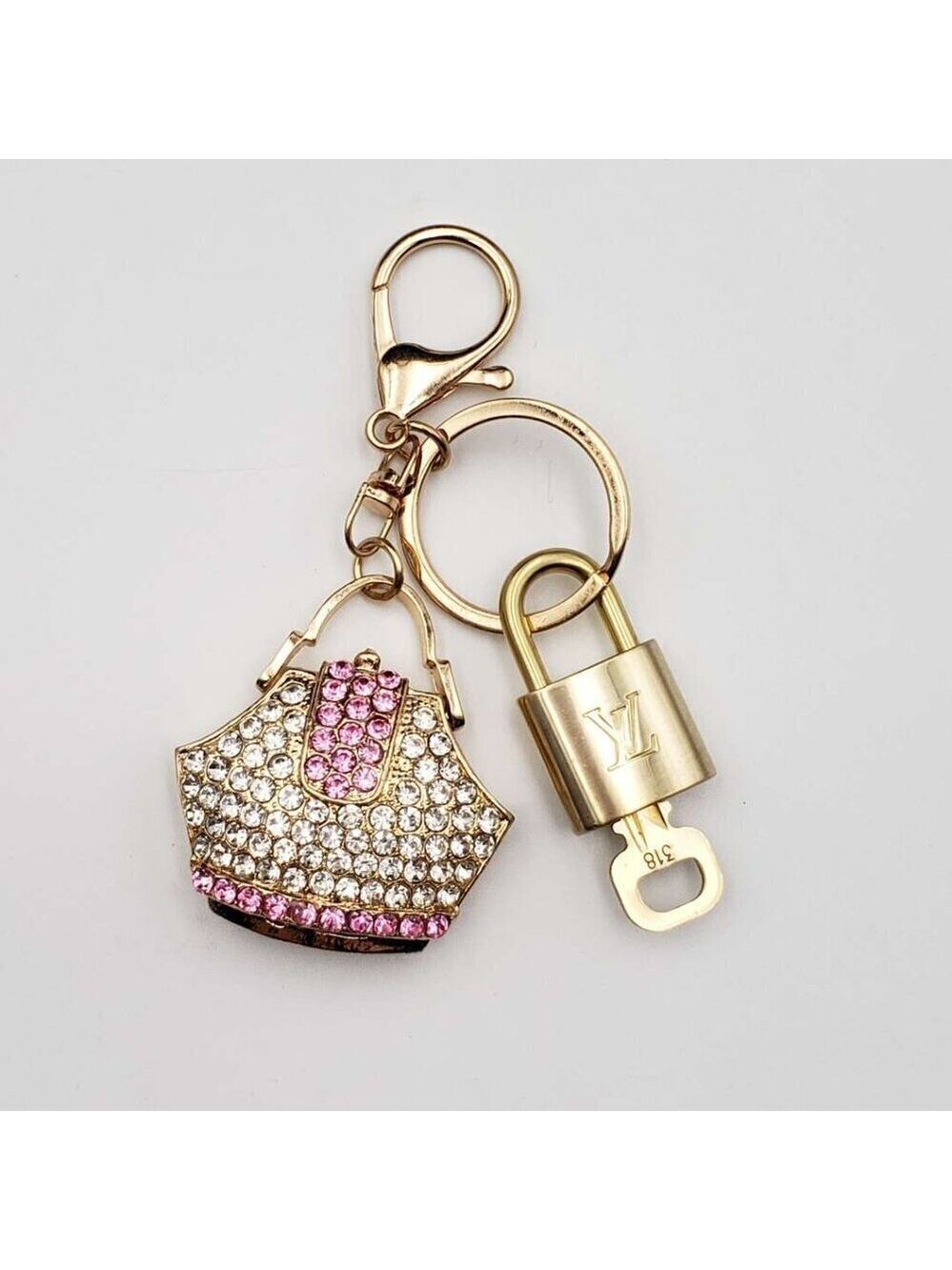 Authentic Louis Vuitton Padlock & Key Gold โจUnbranded Bag Charm Keychain
